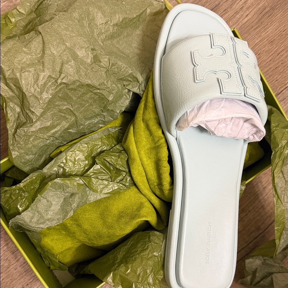 Tory Burch Light Blue Slide Sandals